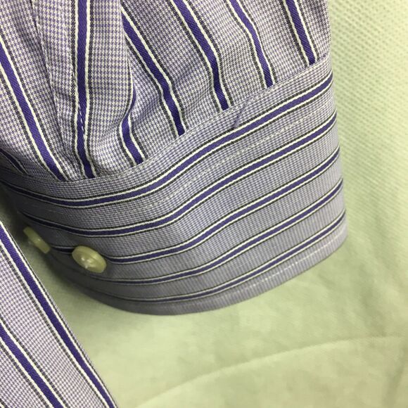 Hugo Boss Shirt Mens Sz 15 32 33 Purple Striped Sharp Fit Long Sleeve Button Up - Picture 4 of 9